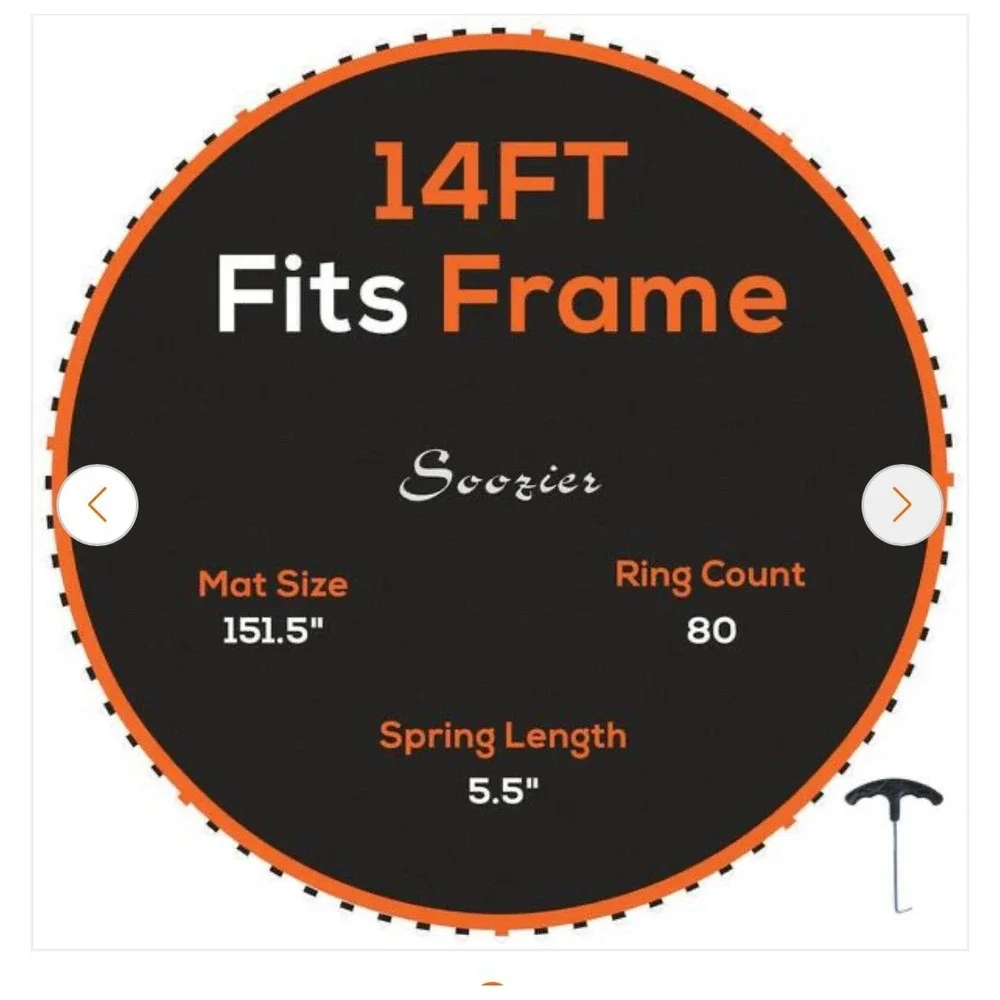 Soozier Trampoline Replacement Mat, Fits 14' Tramp w/‎ 80 V-Hooks & 5.5
